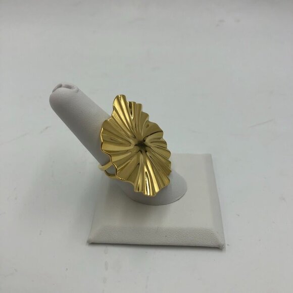 18K Gold Plated Women's Large Ring Adjustable Waterproof Hypoallergenic - Picture 9 of 14